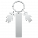 Portachiavi Personalizzato Rettangolo Inciso con Ciondoli a forma di Bambino e Bambina