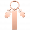 Portachiavi Personalizzato Rettangolo Inciso con Ciondoli a forma di Bambino e Bambina