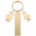 Portachiavi Personalizzato Rettangolo Inciso con Ciondoli a forma di Bambino e Bambina