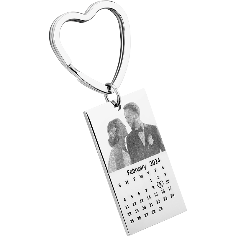 Portachiavi con Foto da personalizzare e Calendario data inciso