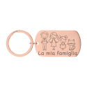 Portachiavi Personalizzato Inciso Targhetta Militare con Icone Famiglia