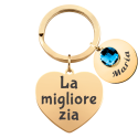 Portachiavi Cuore Inciso Personalizzato con 1 Pietra Portafortuna