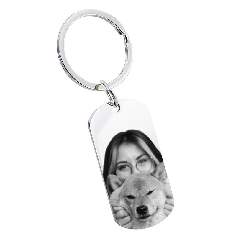 Portachiavi con Targhetta Militare per Cane o Gatto con Foto e Testo Inciso