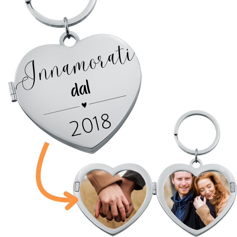 Portachiavi Personalizzato per Coppia con Foto e incisione "In Love Since"