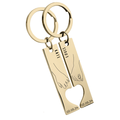 Portachiavi a Forma di Cuore con Coppia che si...
